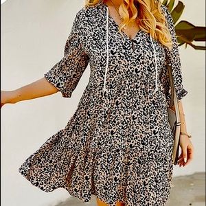 NWT A-line leopard comfortable & flattering dress